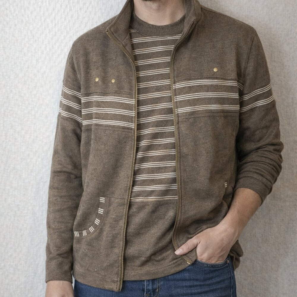 Vintage Café au Lait 2-Piece Men's Knit Set Vest & Cardigan Jacket Size M Made i